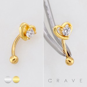 OPEN-HEART CZ 316L SURGICAL STEEL CURVED BARBELL/EYEBROW